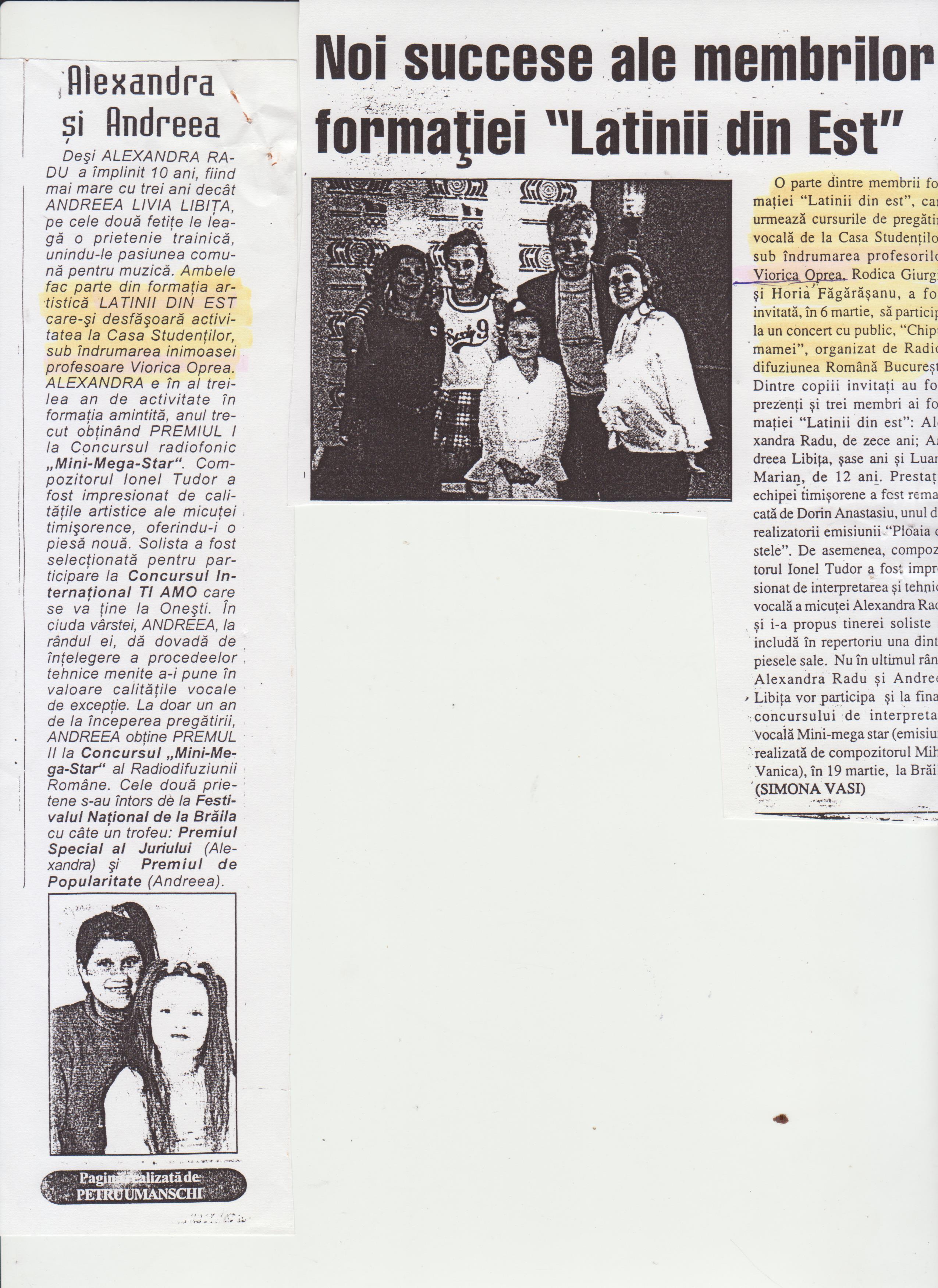 Material de presă — Reprezentanta a noastra, in mai multe emisiuni radio tv Bucuresti si festivaluri in tara.