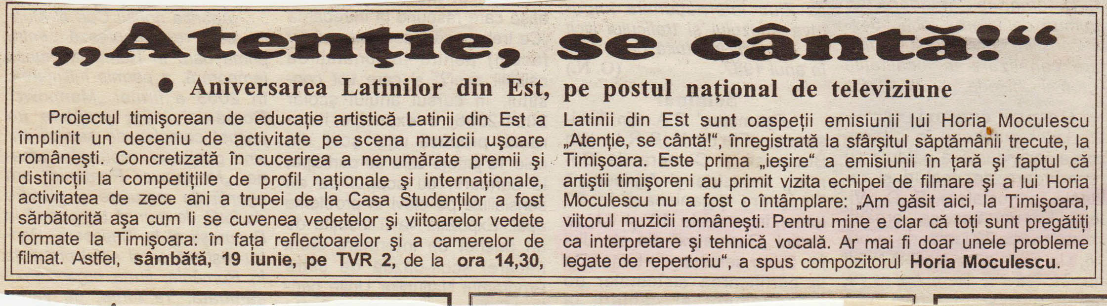 Material de presă — In cadrul activitatii unei institutii, se facea vorbire despre Scoala Micilor Vedete – instructor, Oprea Viorica.
